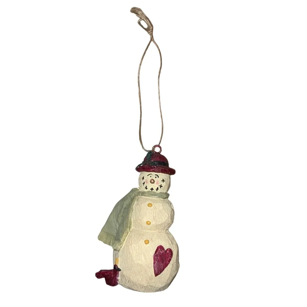 2002 Dayspring Snowman Christmas Ornament Heart Cardinal Red Hat 3